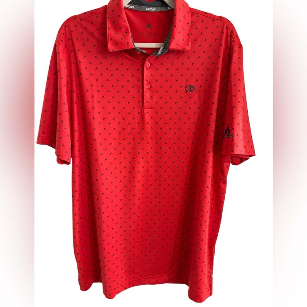 The Club at 12 Oaks Adidas Golf Polo Red Triangle Print Men’s Large Performance